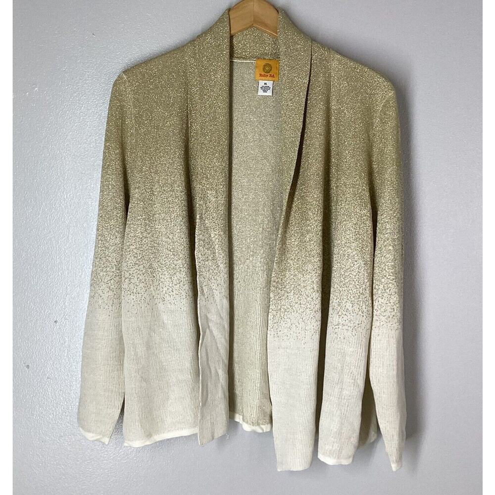 Ruby Rd Cardigan Sz XLarge Open Front Ivory gold